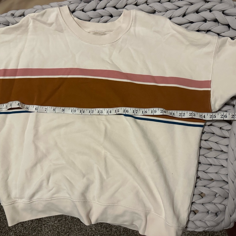 Madewell Re)sourced Cotton Mainstay Sweatshirt Kimball Stripe XL / ANTIQUE CREAM - Picture 8 of 8